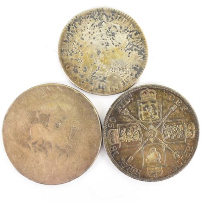 Lot 640 - A Victorian 1890 silver double florin, a...