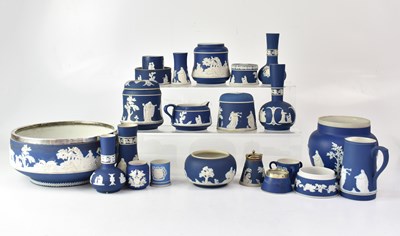 Lot 230 - A quantity of dark blue Wedgwood jasperware...