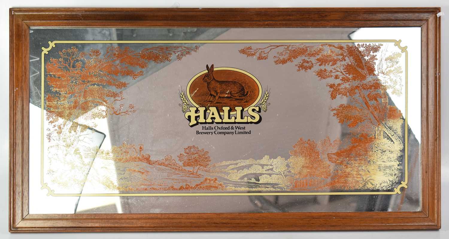 Lot 94 - A 'Halls Brewery Company' printed mirror with...