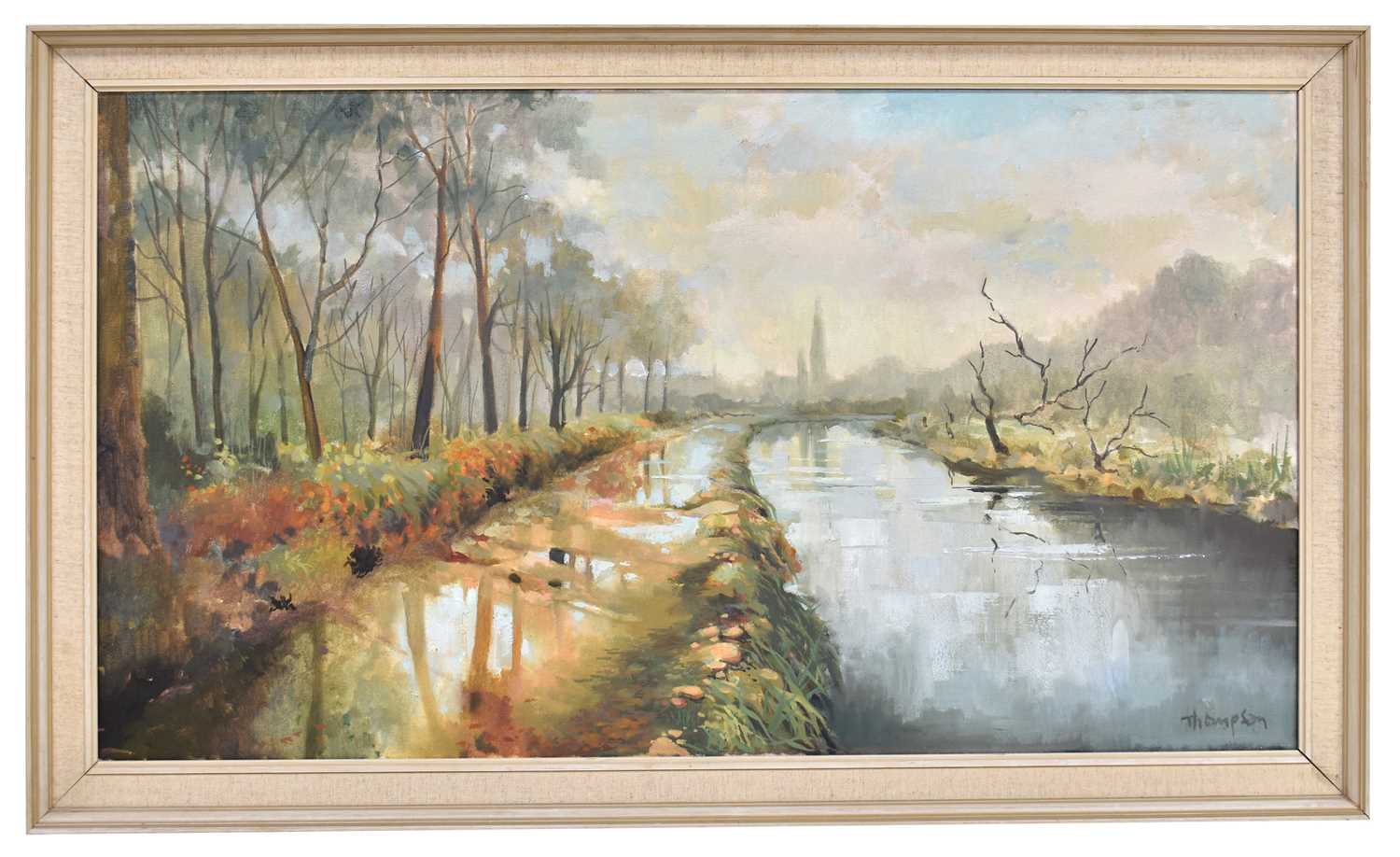 Lot 358 - GEORGE THOMPSON (1934-2019); oil on canvas,
