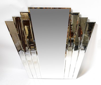 Lot 102 - An Art Deco style mirror with bevelled glass...