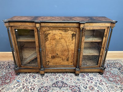 Lot 2408 - A Victorian walnut breakfront credenza, with...