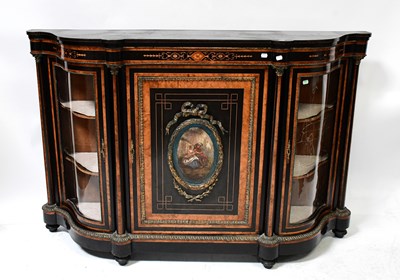 Lot 75 - A 19th century walnut and ebonised credenza...