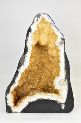 Lot 158 - A large citrine and quartz 'cathedral' geode,...