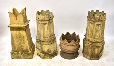 Lot 108 - Three various Victorian pottery chimney pots...