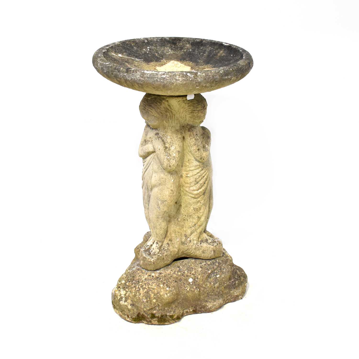 Lot 106 - A composite stone-effect bird bath, the column...