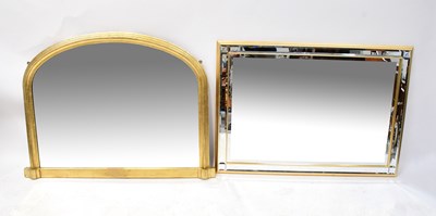 Lot 97 - Two gilt framed mirrors, one with bevelled...