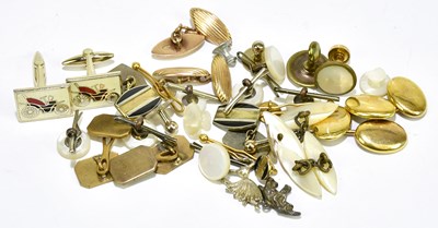 Lot 341 - A pair of 10ct yellow gold textured cufflinks,...