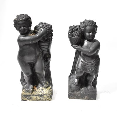 Lot 109 - A pair of composite garden statues of putti,...