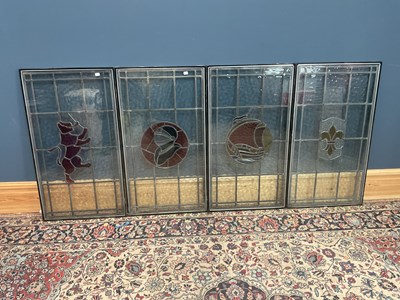 Lot 2381 - Four early 20th century leaded glass panels...