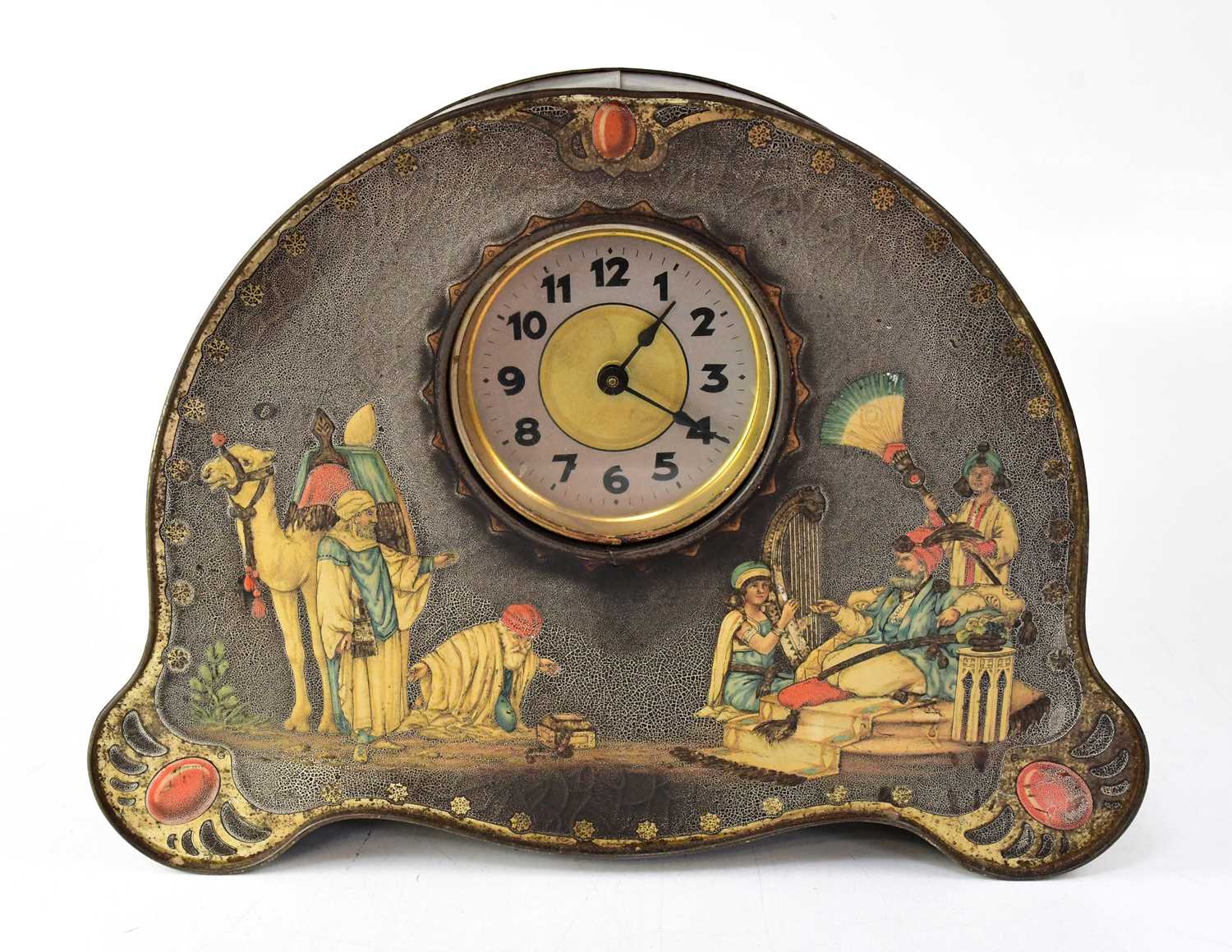 Lot 130 - VICTORY V; a tinplate advertising mantel clock...