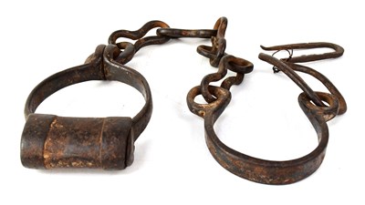 Lot 165 - A pair of 19th century cast iron shackles,...