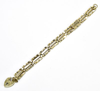 Lot 182 - A 9ct yellow gold gate link bracelet with...