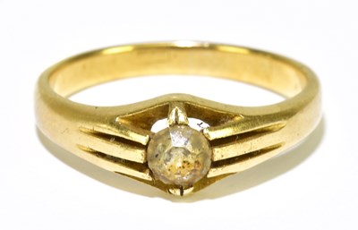 Lot 114 - An 18ct yellow gold single stone ring, size T,...