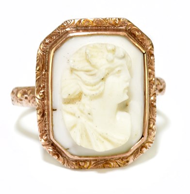 Lot 142 - A 9ct rose gold cameo ring, size R 1/2, approx....