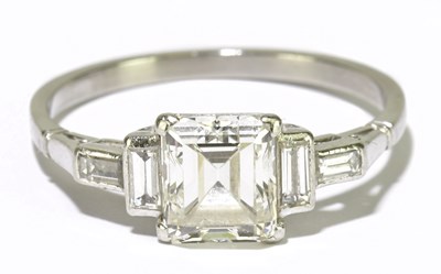 Lot 2 - A white metal diamond solitaire ring with...