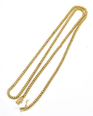 Lot 216 - An 18ct yellow gold fancy link chain, length...