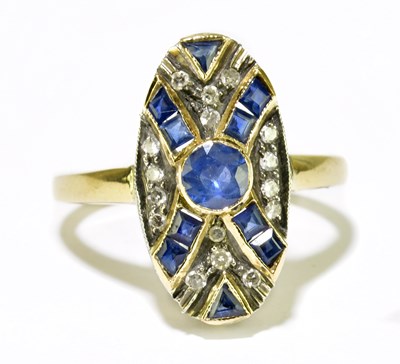 Lot 50 - An 18ct gold sapphire and diamond ring in the...