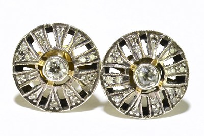 Lot 322 - A pair of yellow and white metal diamond...