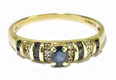 Lot 120 - A 14ct yellow gold sapphire and diamond...