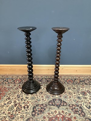 Lot 2450 - Two Victorian jardiniere stands on barley...