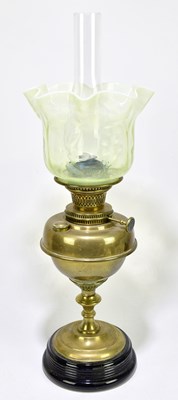 Lot 2339 - A Victorian brass oil lamp, with vaseline...