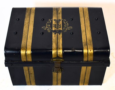 Lot 170 - A decorative trunk, painted in gilt and black...