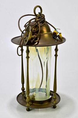 Lot 267 - An Arts & Crafts brass ceiling lantern with...