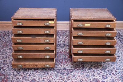 Lot 2517 - A pair of pitch pine six drawer chests, width...