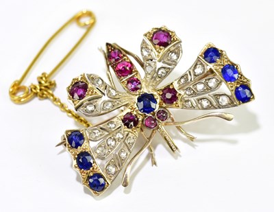 Lot 288 - An Edwardian yellow metal butterfly brooch set...