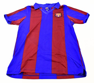Lot 2211 - DIEGO MARADONA; a signed Barcelona shirt,...