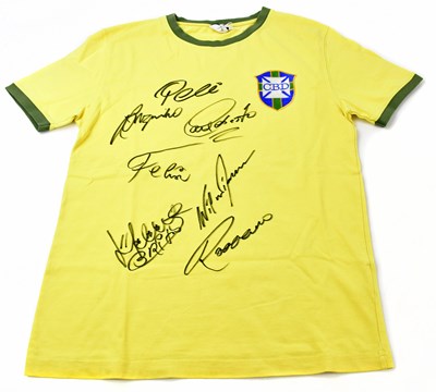 Lot 2214 - BRAZIL; a 1970 replica winning team shirt,...