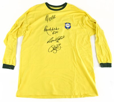 Lot 2215 - BRAZIL; a 1970s replica shirt, signed to the...