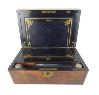 Lot 112 - A 19th century burr walnut veneered writing slope