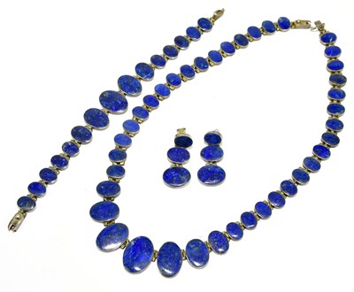 Lot 257 - A suite of silver and lapis lazuli jewellery...