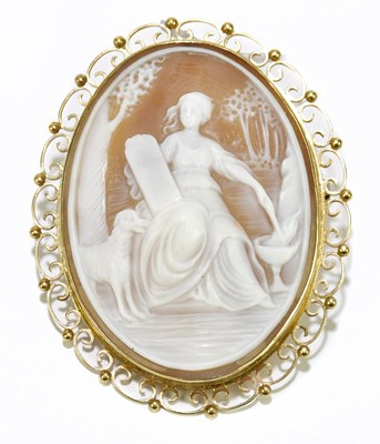 Lot 307 - A 9ct yellow gold mounted cameo brooch...