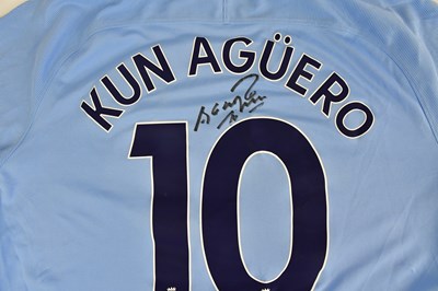 Lot 2198 - SERGIO AGUERO; a signed Manchester City shirt,...