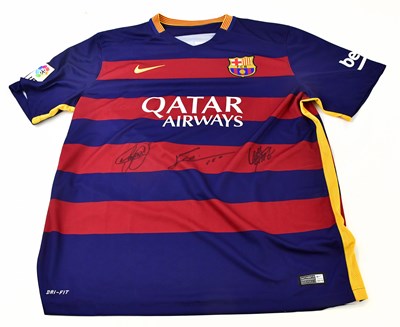 Lot 2192 - BARCELONA; a signed 2015/16 home shirt, signed...