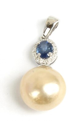 Lot 251 - A 14ct white gold sapphire diamond and...