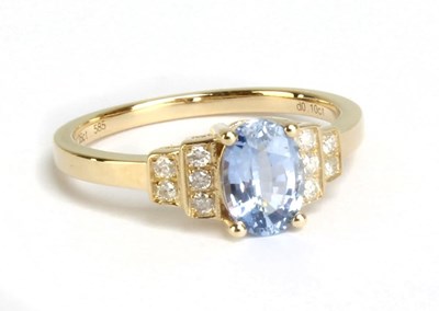 Lot 88 - A 14ct yellow gold sapphire and diamond ring,...