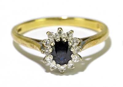 Lot 123 - An 18ct yellow gold sapphire and diamond...