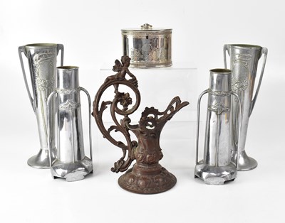 Lot 341 - A pair of Art Nouveau chrome plated tapering...