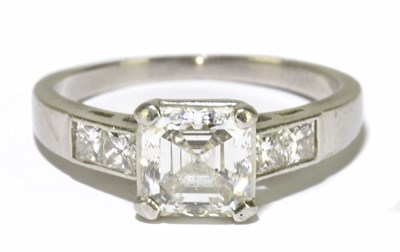 Lot 5 - A platinum and diamond solitaire ring, the...