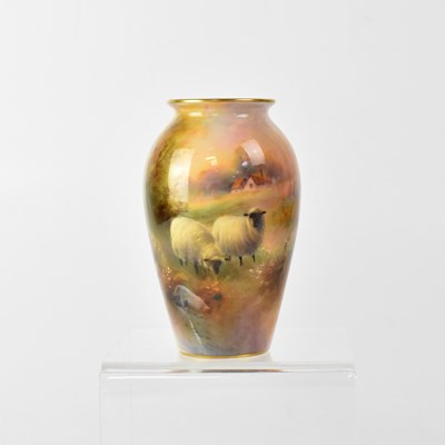 Lot 394 - ROYAL WORCESTER; a small blush ivory vase with...