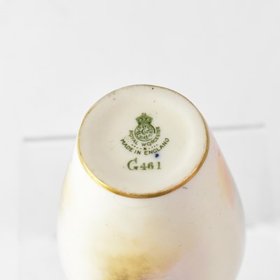 Lot 394 - ROYAL WORCESTER; a small blush ivory vase with...