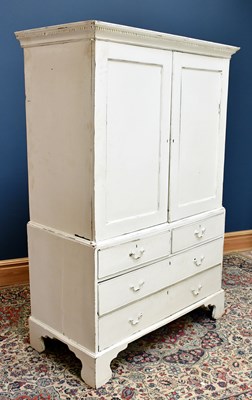 Lot 2426 - A 19th century painted twin door linen press...