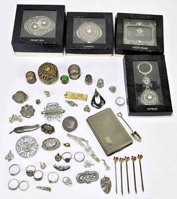 Lot 378 - A group of silver and white metal costume...