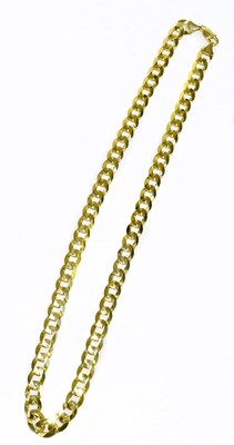 Lot 215 - A substantial 9ct yellow gold flat link chain,...