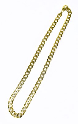 Lot 221 - A substantial 9ct yellow gold flat link chain,...