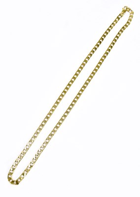 Lot 222 - A 9ct yellow gold flat link chain, length 60cm,...